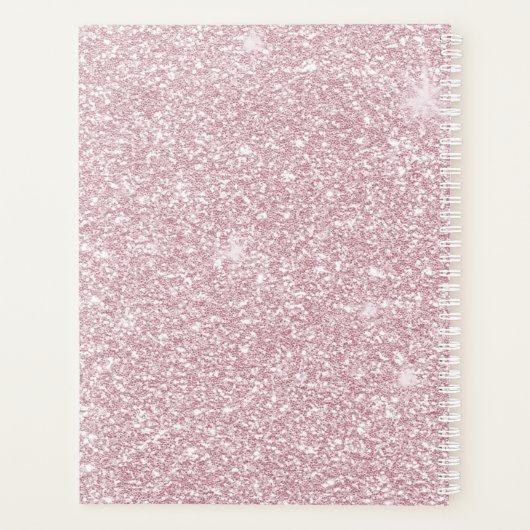 Elegant blush roze abstracte trendy girale glitter planner (Achterkant)