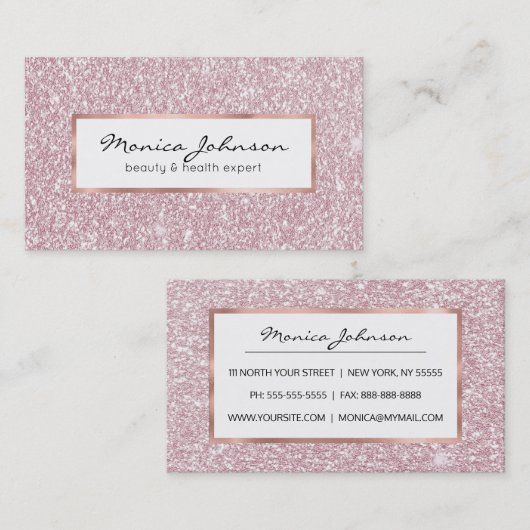 Elegant blush roze abstracte trendy girale glitter visitekaartje (Voorkant / Achterkant)