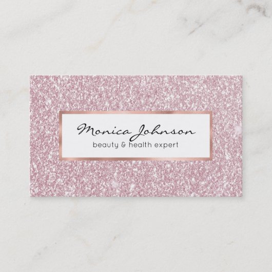 Elegant blush roze abstracte trendy girale glitter visitekaartje (Voorkant)
