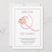 Elegant blush roze ampersand, roze roze rozenbruil kaart (Voorkant)