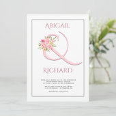 Elegant blush roze ampersand, roze roze rozenbruil kaart (Staand voorkant)