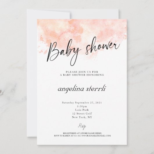Elegant Blush Roze Baby shower Kaart (Voorkant)