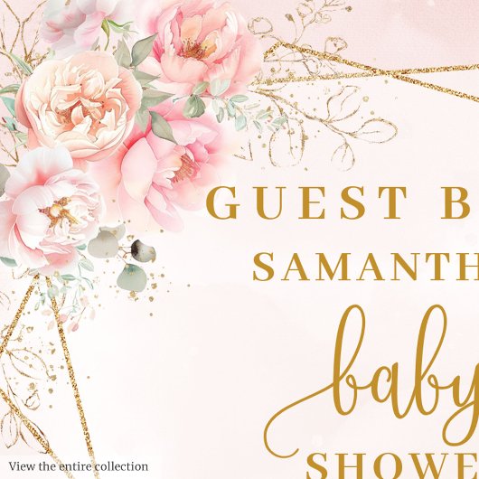 Elegant blush roze baby shower meisje gastenboek