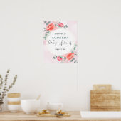 Elegant Blush roze baby shower welkomstbord Poster (Keuken)
