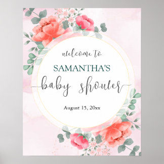 Elegant Blush roze baby shower welkomstbord Poster