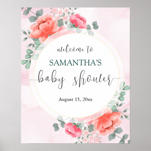 Elegant Blush roze baby shower welkomstbord Poster (Voorkant)