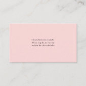 Elegant Blush roze Ballet studio visitekaartje (Achterkant)