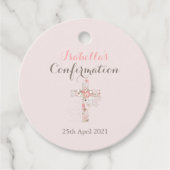 Elegant blush roze bevestiging florale kruisnaam bedankjes labels (Voorkant)