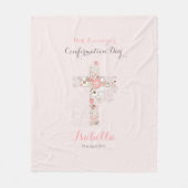 Elegant blush roze bevestiging florale kruisnaam fleece deken (Voorkant)