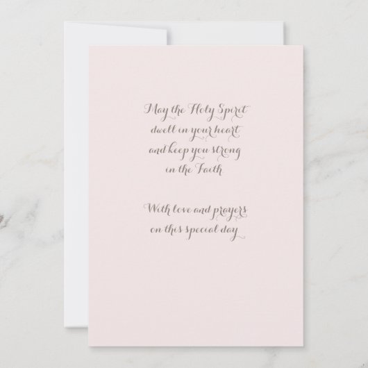 Elegant blush roze bevestiging florale kruisnaam kaart (Achterkant)