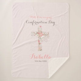 Elegant blush roze bevestiging florale kruisnaam sherpa deken