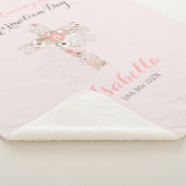 Elegant blush roze bevestiging florale kruisnaam sherpa deken (3/4)