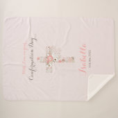 Elegant blush roze bevestiging florale kruisnaam sherpa deken (Voorkant (horizontaal))