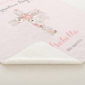 Elegant blush roze bevestiging florale kruisnaam sherpa deken (3/4)