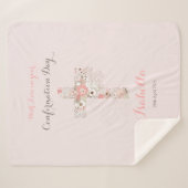 Elegant blush roze bevestiging florale kruisnaam sherpa deken (Voorkant (horizontaal))