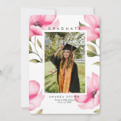Elegant Blush Roze Bloemen Afstuderen Klasse 2025 Kaart (Voorkant)