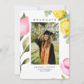 Elegant Blush Roze Bloemen Afstuderen Klasse 2025 Kaart (Voorkant)