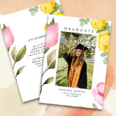 Elegant Blush Roze Bloemen Afstuderen Klasse 2025 Kaart