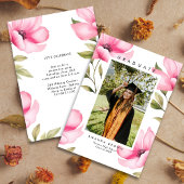 Elegant Blush Roze Bloemen Afstuderen Klasse 2025 Kaart