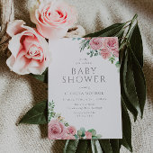 Elegant Blush Roze Bloemen Baby shower Invitation Kaart
