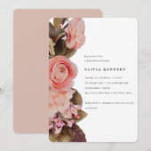 Elegant Blush Roze Bloemen Baby shower Kaart (Voorkant / Achterkant)