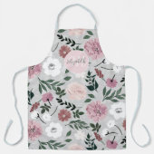 Elegant Blush Roze Bloemen Botanisch ontwerp Schort (Voorkant)