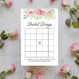 Elegant Blush Roze Bloemen Bruids Bingo spel