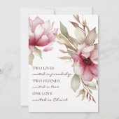 Elegant Blush Roze Bloemen Christelijk Bijbel Brui Kaart (Achterkant)