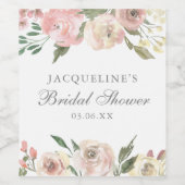 Elegant Blush Roze Bloemen Custom Vrijgezellenfees Wijn Etiket (Enkel label)