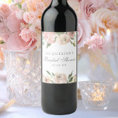 Elegant Blush Roze Bloemen Custom Vrijgezellenfees Wijn Etiket