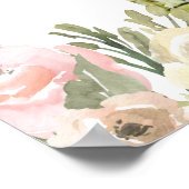 Elegant Blush Roze Bloemen Foto Tuin Bruiloft Poster (Hoek)