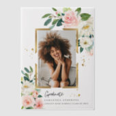 Elegant Blush Roze Bloemen Goud Lijst Vellum Uitnodigingen (Voorkant)