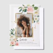 Elegant Blush Roze Bloemen Goud Lijst Vellum Uitnodigingen (Offset)