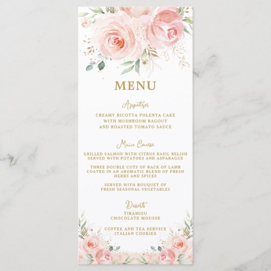 Elegant Blush Roze Bloemen Goud Vrijgezellenfeest  Programmakaart (Voorkant)