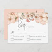 Elegant Blush Roze Bloemen Grijs Script Bruiloft R Briefkaart (Voorkant / Achterkant)