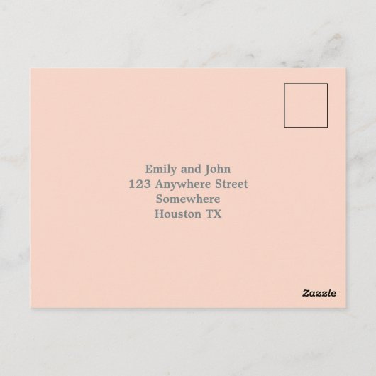 Elegant Blush Roze Bloemen Grijs Script Bruiloft R Briefkaart (Achterkant)