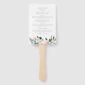 Elegant Blush Roze Bloemen Groen Bruiloft Programm Handwaaier (Achterkant)