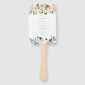 Elegant Blush Roze Bloemen Groen Bruiloft Programm Handwaaier (Voorkant)