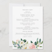 Elegant Blush Roze Bloemen Groen Bruiloft Programm Kaart (Achterkant)