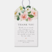 Elegant Blush Roze Bloemen Groen Dank u Favor Cadeaulabel (Voorkant)