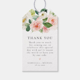 Elegant Blush Roze Bloemen Groen Dank u Favor Cadeaulabel