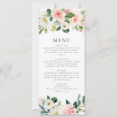 Elegant Blush Roze Bloemen Groen Diner Menu Kaart (Voorkant)