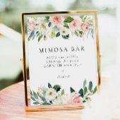 Elegant Blush Roze Bloemen Groen Mimosa Bar Teken Poster