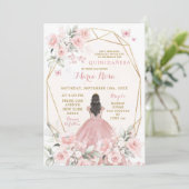 Elegant Blush Roze Bloemen Meisje Zoet 16e Verjaar Kaart (Staand voorkant)