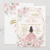 Elegant Blush Roze Bloemen Meisje Zoet 16e Verjaar Kaart (Voorkant / Achterkant)