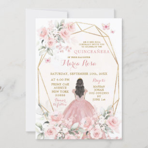Elegant Blush Roze Bloemen Meisje Zoet 16e Verjaar Kaart
