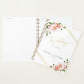 Elegant Blush Roze Bloemen Mint Groen Goud Bruilof Planner (Display)
