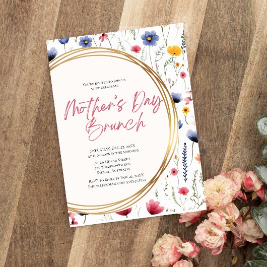 Elegant Blush Roze Bloemen Moederdag brunch Kaart