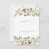 Elegant Blush Roze Bloemen Partij Buffet Food Labe Kaart (Voorkant)