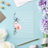 Elegant Blush Roze Bloemen Quinceañera Acryl Uitnodigingen (Insitu (Huwelijk))